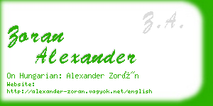 zoran alexander business card